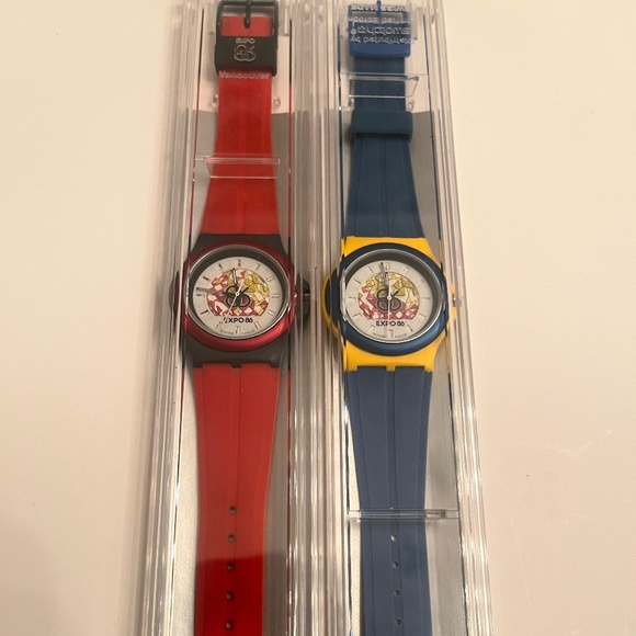 Vintage Men's Expo '86 Swatch Watch | NWT | Blue, Red - Picture 1 of 6
